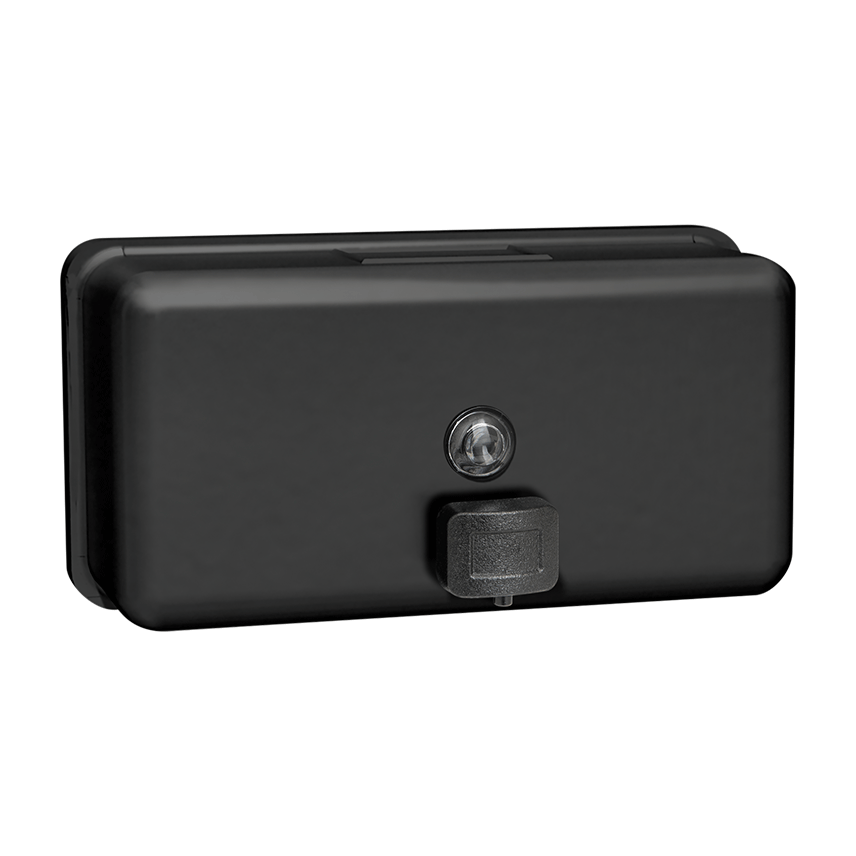 MATTE BLACK LIQUID SOAP DISPENSER – HORIZONTAL – SURFACE MOUNTED
