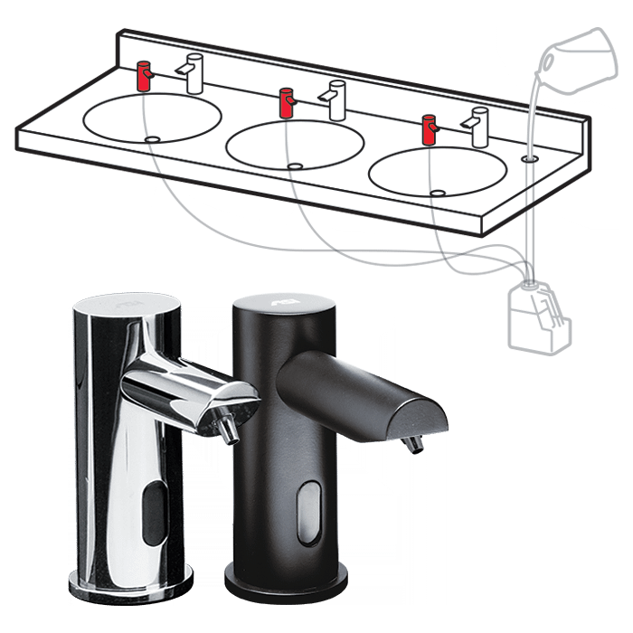EZ FILL™ TOP FILL, MULTI-FEED FOAM SOAP DISPENSER HEADS