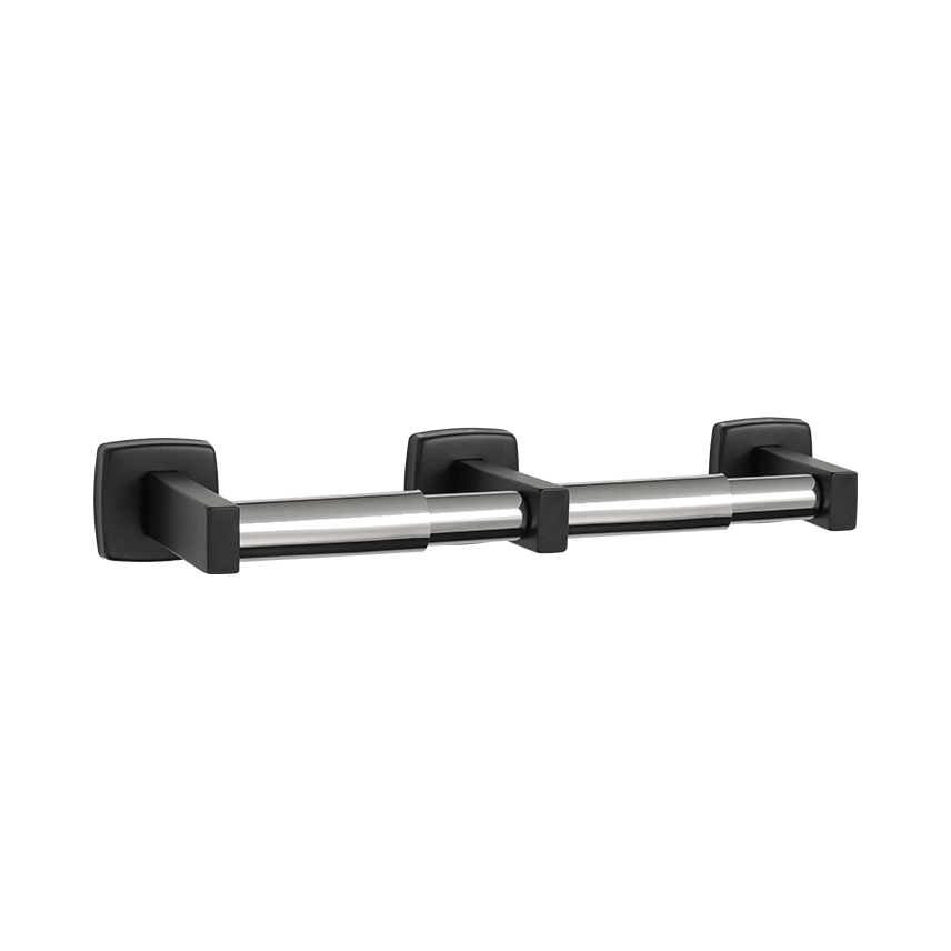 MATTE BLACK TOILET TISSUE HOLDER (DOUBLE) – SURFACE MOUNTED